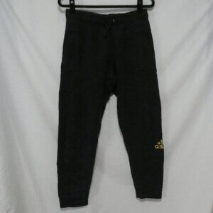 ADIDAS | medium | Textured Black Sweatpants | Printed Gold Adidas Logo On Leg